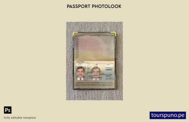 listo para imprimir la plantilla de presentación fotográfica del pasaporte de An